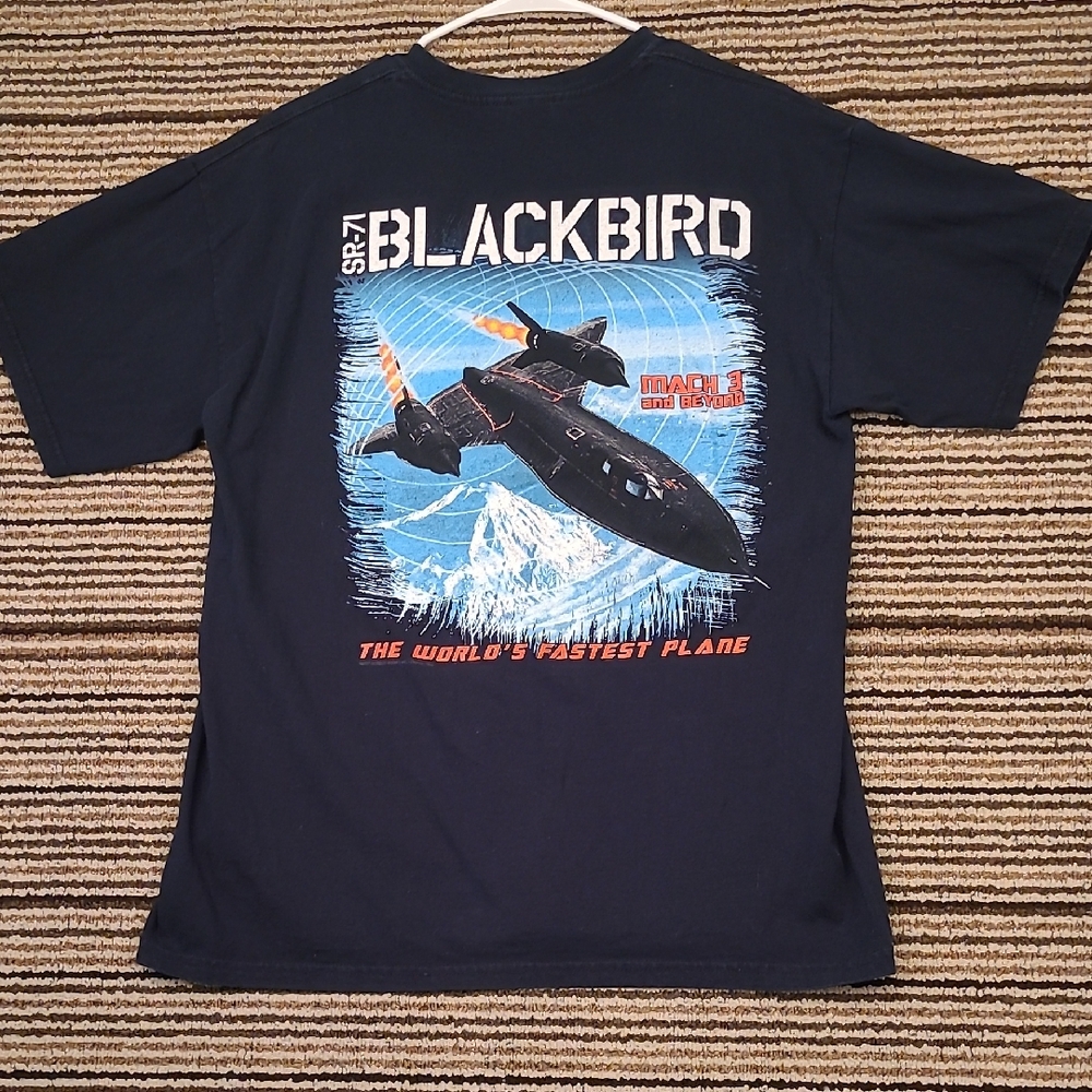 SR-71 BLACKBIRD Aircraft Flight Museum Black Cotton Mens‎ L Short Sleeve T Shirt